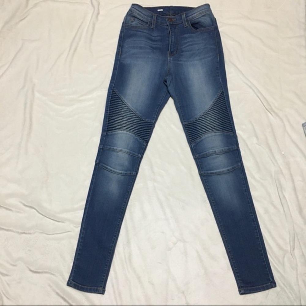 VIBRANT MIU Moto Denim Jeans Dark Wash 7